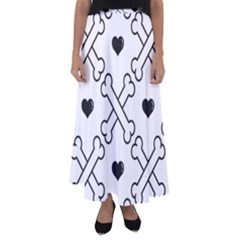 Dog Bone Seamless Pattern Heart Valentine Flared Maxi Skirt by Nexatart