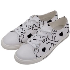 Dog Bone Seamless Pattern Heart Valentine Women s Low Top Canvas Sneakers by Nexatart