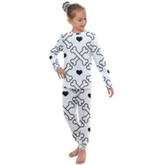 Dog Bone Seamless Pattern Heart Valentine Kids  Long Sleeve Set  by Nexatart