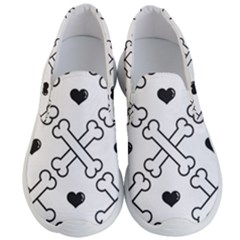 Dog Bone Seamless Pattern Heart Valentine Men s Lightweight Slip Ons by Nexatart