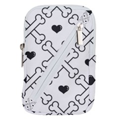 Dog Bone Seamless Pattern Heart Valentine Belt Pouch Bag (small) by Nexatart