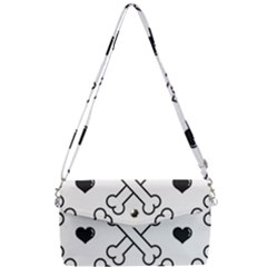 Dog Bone Seamless Pattern Heart Valentine Removable Strap Clutch Bag