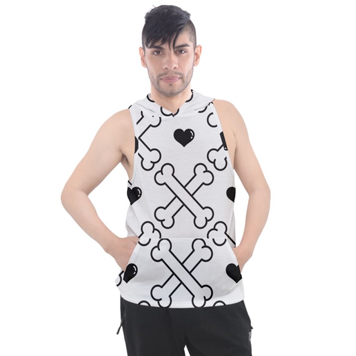 Dog Bone Seamless Pattern Heart Valentine Men s Sleeveless Hoodie