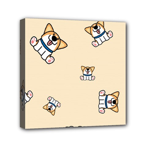 Cute Welsh Corgi Puppy Sitting Seamless Pattern Mini Canvas 6  X 6  (stretched) by Nexatart