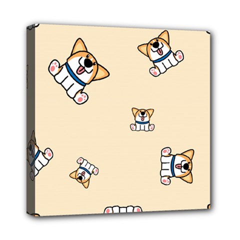 Cute Welsh Corgi Puppy Sitting Seamless Pattern Mini Canvas 8  X 8  (stretched) by Nexatart