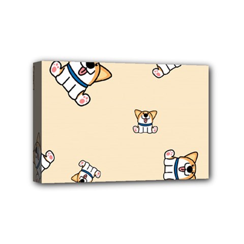 Cute Welsh Corgi Puppy Sitting Seamless Pattern Mini Canvas 6  X 4  (stretched) by Nexatart