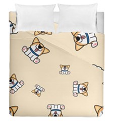 Cute Welsh Corgi Puppy Sitting Seamless Pattern Duvet Cover Double Side (queen Size) by Nexatart