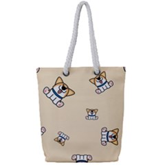 Cute Welsh Corgi Puppy Sitting Seamless Pattern Full Print Rope Handle Tote (small) by Nexatart