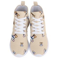 Cute Welsh Corgi Puppy Sitting Seamless Pattern Women s Lightweight High Top Sneakers