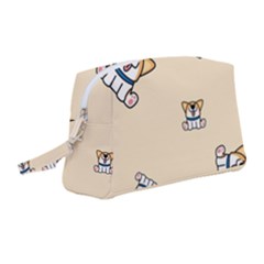 Cute Welsh Corgi Puppy Sitting Seamless Pattern Wristlet Pouch Bag (medium) by Nexatart