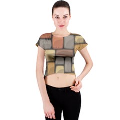 Colorful Brick Wall Texture Crew Neck Crop Top by Nexatart