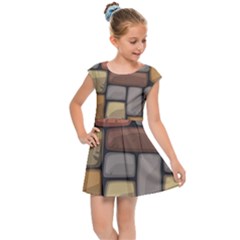 Colorful Brick Wall Texture Kids  Cap Sleeve Dress by Nexatart