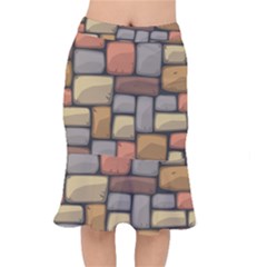 Colorful Brick Wall Texture Short Mermaid Skirt by Nexatart