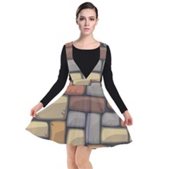 Colorful Brick Wall Texture Plunge Pinafore Dress by Nexatart