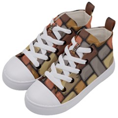 Colorful Brick Wall Texture Kids  Mid-top Canvas Sneakers by Nexatart