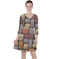 Colorful Brick Wall Texture Ruffle Dress by Nexatart