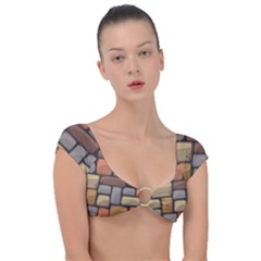 Colorful Brick Wall Texture Cap Sleeve Ring Bikini Top by Nexatart