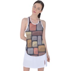 Colorful Brick Wall Texture Racer Back Mesh Tank Top by Nexatart