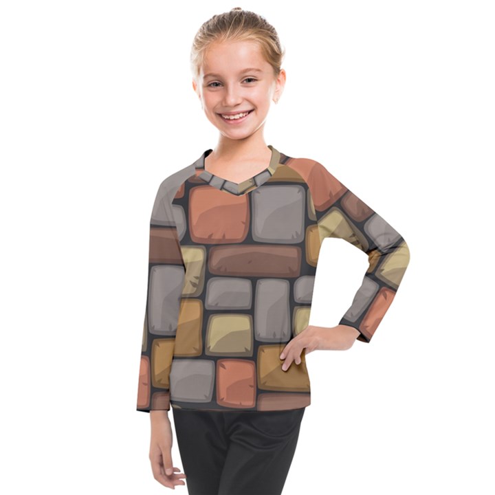 Colorful Brick Wall Texture Kids  Long Mesh Tee