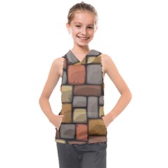 Colorful Brick Wall Texture Kids  Sleeveless Hoodie