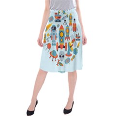 Space Elements Flat Midi Beach Skirt by Nexatart