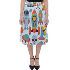 Space Elements Flat Classic Midi Skirt by Nexatart