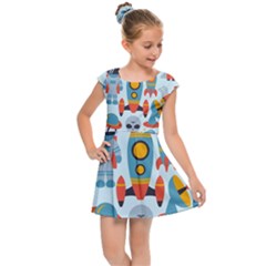 Space Elements Flat Kids  Cap Sleeve Dress by Nexatart