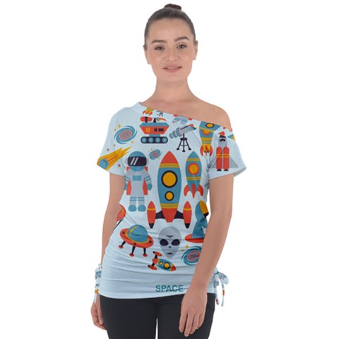 Space Elements Flat Tie-up Tee by Nexatart