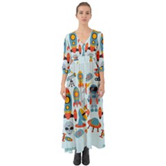 Space Elements Flat Button Up Boho Maxi Dress by Nexatart