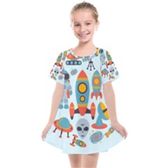 Space Elements Flat Kids  Smock Dress by Nexatart