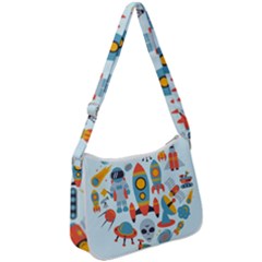 Space Elements Flat Zip Up Shoulder Bag