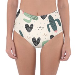 Cute Cactus Plants Seamless Pattern With Children Drawing Baby Kids Apparel Fashion Reversible High-waist Bikini Bottoms by Nexatart