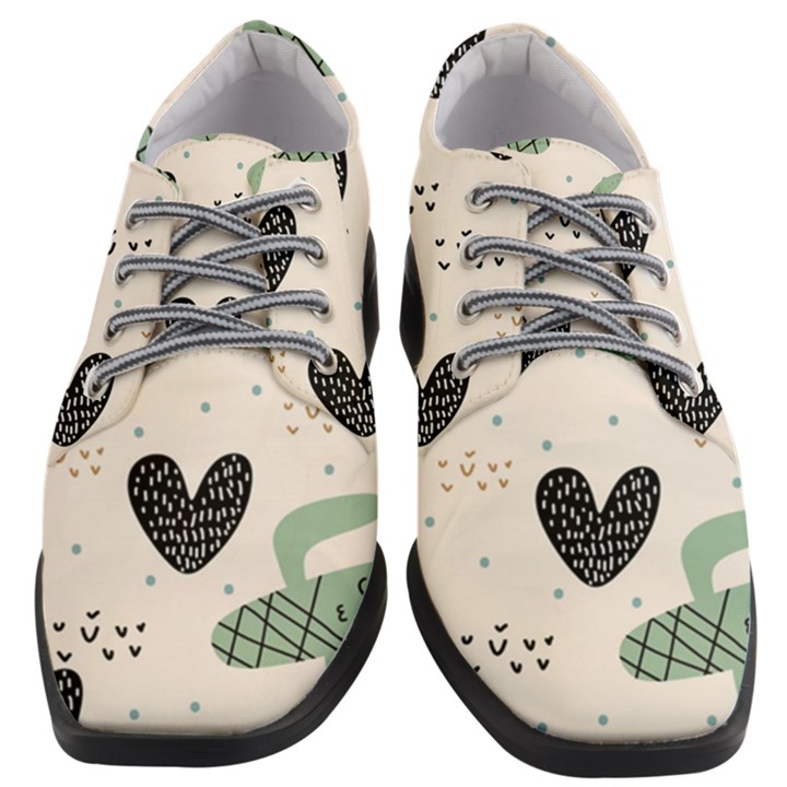 Cute Cactus Plants Seamless Pattern With Children Drawing Baby Kids Apparel Fashion Women Heeled Oxford Shoes