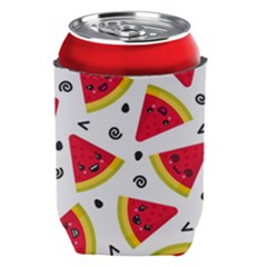 Cute Smiling Watermelon Seamless Pattern White Background Can Holder