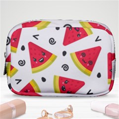 Cute Smiling Watermelon Seamless Pattern White Background Make Up Pouch (small) by Nexatart