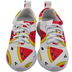 Cute Smiling Watermelon Seamless Pattern White Background Kids Athletic Shoes