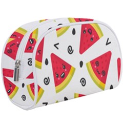 Cute Smiling Watermelon Seamless Pattern White Background Makeup Case (large) by Nexatart