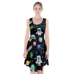 Space Astronomy Decorative Symbols Seamless Pattern Vector Illustration Racerback Midi Dress