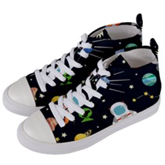 Space Astronomy Decorative Symbols Seamless Pattern Vector Illustration Women s Mid-top Canvas Sneakers