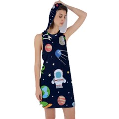 Space Astronomy Decorative Symbols Seamless Pattern Vector Illustration Racer Back Hoodie Dress