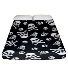 Skull Crossbones Seamless Pattern Holiday Halloween Wallpaper Wrapping Packing Backdrop Fitted Sheet (king Size) by Nexatart