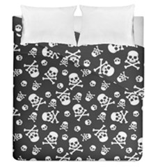 Skull Crossbones Seamless Pattern Holiday Halloween Wallpaper Wrapping Packing Backdrop Duvet Cover Double Side (queen Size) by Nexatart