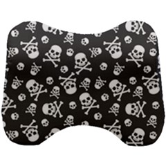 Skull Crossbones Seamless Pattern Holiday Halloween Wallpaper Wrapping Packing Backdrop Head Support Cushion by Nexatart