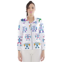 Cute Toy Robotsantennas Wires Seamless Pattern Women s Windbreaker by Nexatart