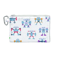 Cute Toy Robotsantennas Wires Seamless Pattern Canvas Cosmetic Bag (medium) by Nexatart