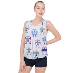 Cute Toy Robotsantennas Wires Seamless Pattern Bubble Hem Chiffon Tank Top by Nexatart