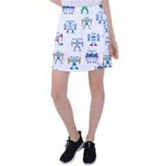 Cute Toy Robotsantennas Wires Seamless Pattern Tennis Skirt