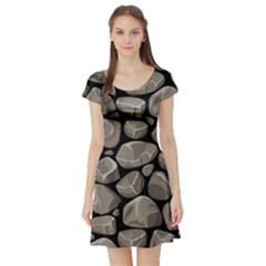 Rock Stone Seamless Pattern Short Sleeve Skater Dress by Nexatart