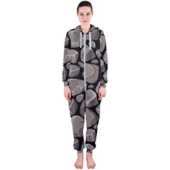 Rock Stone Seamless Pattern Hooded Jumpsuit (ladies) 