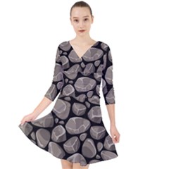 Rock Stone Seamless Pattern Quarter Sleeve Front Wrap Dress by Nexatart